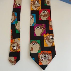 Vintage 1993 Looney Tunes Tasmanian Devil Tie Colorful Polyester Retro 90s.